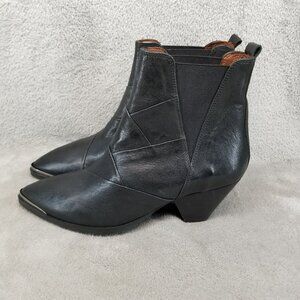 Hispanitas Shoes Womens Size EU 37 US 6.5 Black Leather Pointed Toe Booties